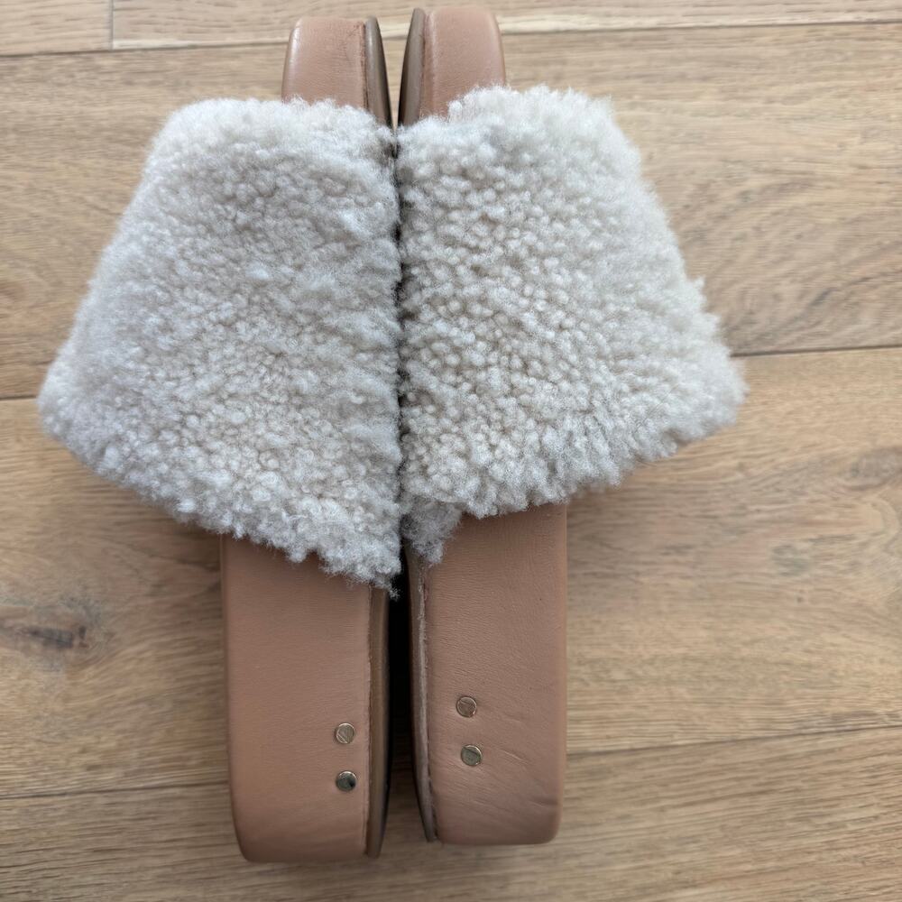 Beek Pelican Shearling Slides Sandals Women's Size 9 Platform Natural/Honey - Picture 9 of 11